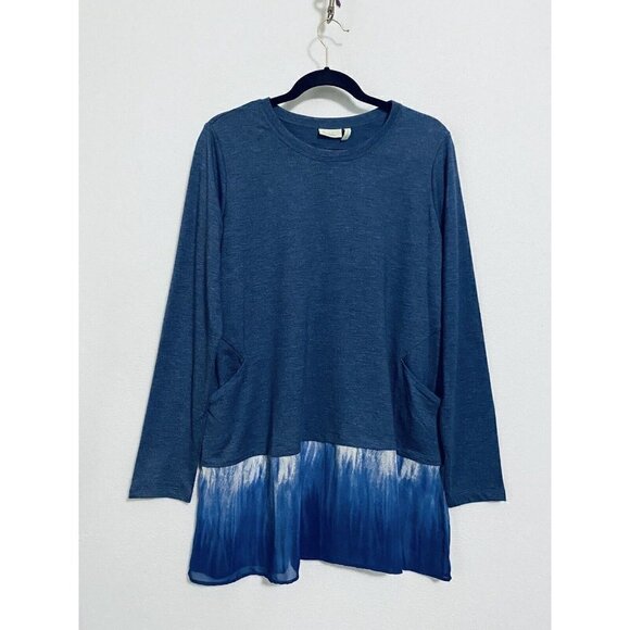 LOGO Lounge Lori Goldstein Womens Medium Ombre Chiffon Hem French Terry A269665 - Picture 1 of 8